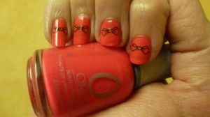 Bows using Orly Nail Laquer in Hot Shot