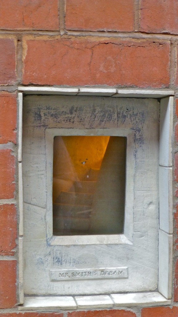 Tiny staircase in wall close up