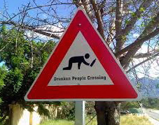 Drunk people crossing