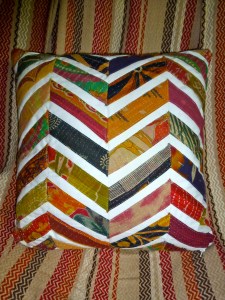 chevron sari pillow